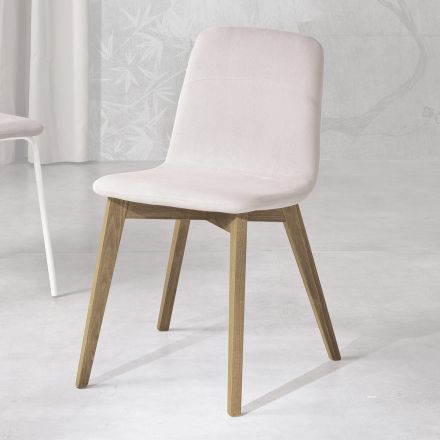 Sedia da cucina di design in legno e tessuto made in Italy, Egizia Viadurini