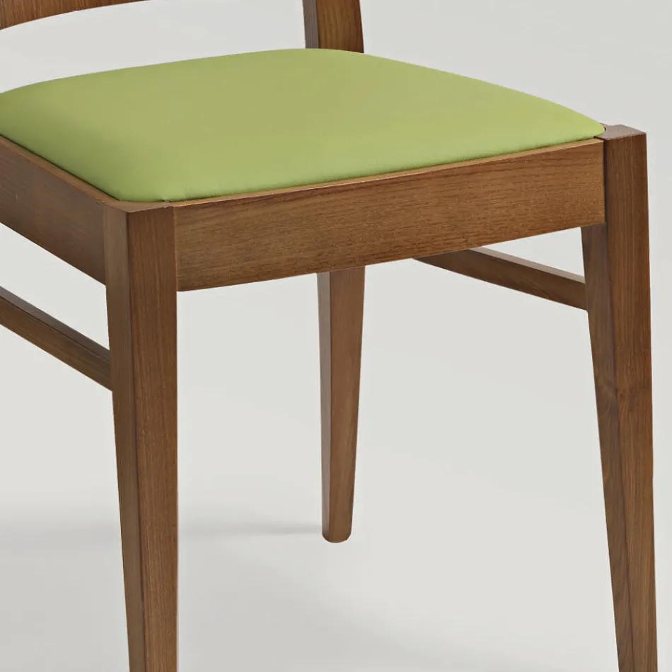 Sedia da Cucina in Legno di Faggio e Seduta in Ecopelle Design - Florent Viadurini