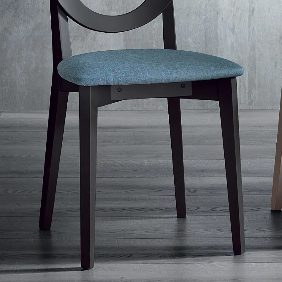 Sedia da Cucina in Legno e Tessuto Design Moderno Made in Italy - Marrine Viadurini
