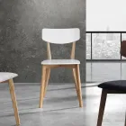 Sedia da Cucina in Legno Massello Bianco e Tinto Rovere 2 Pezzi - Tonino Viadurini