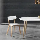 Sedia da Cucina in Legno Massello Bianco e Tinto Rovere 2 Pezzi - Tonino Viadurini