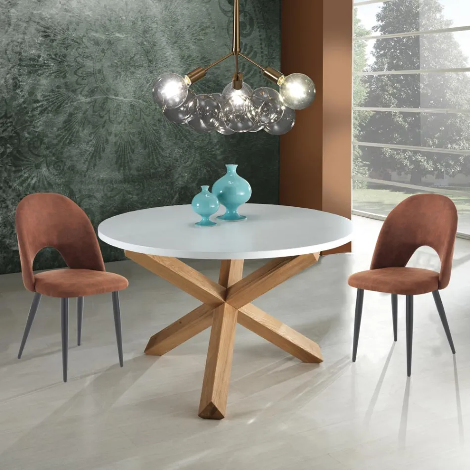 Sedia da Cucina in Pelle Sintetica Effetto Invecchiato 4 Pezzi - Renetta Viadurini