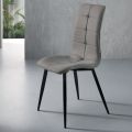 Sedia da Soggiorno in Tessuto con Base in Metallo Nero 4 Pezzi - Menegildo