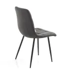 Sedia da Cucina in Tessuto con Gambe in Metallo Nero 4 Pezzi - Celeste Viadurini