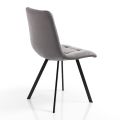 Sedia da Cucina in Tessuto con Gambe in Metallo Nero 4 Pezzi - Celeste