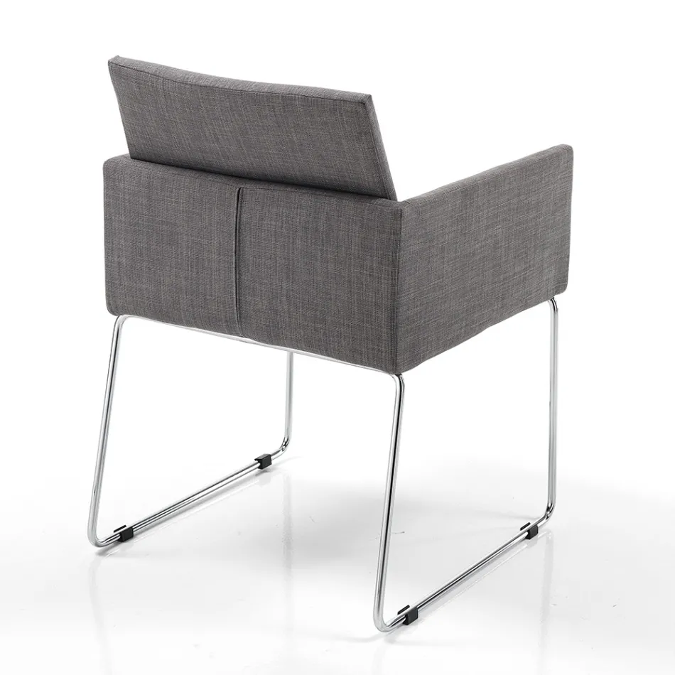 Sedia da Cucina in Tessuto Grigio con Base in Metallo 2 Pezzi - Persiana Viadurini