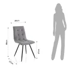 Sedia da Cucina in Tessuto Grigio e Metallo Nero Opaco 2 Pezzi - Scirocco Viadurini