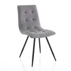 Sedia da Cucina in Tessuto Grigio e Metallo Nero Opaco 2 Pezzi - Scirocco Viadurini