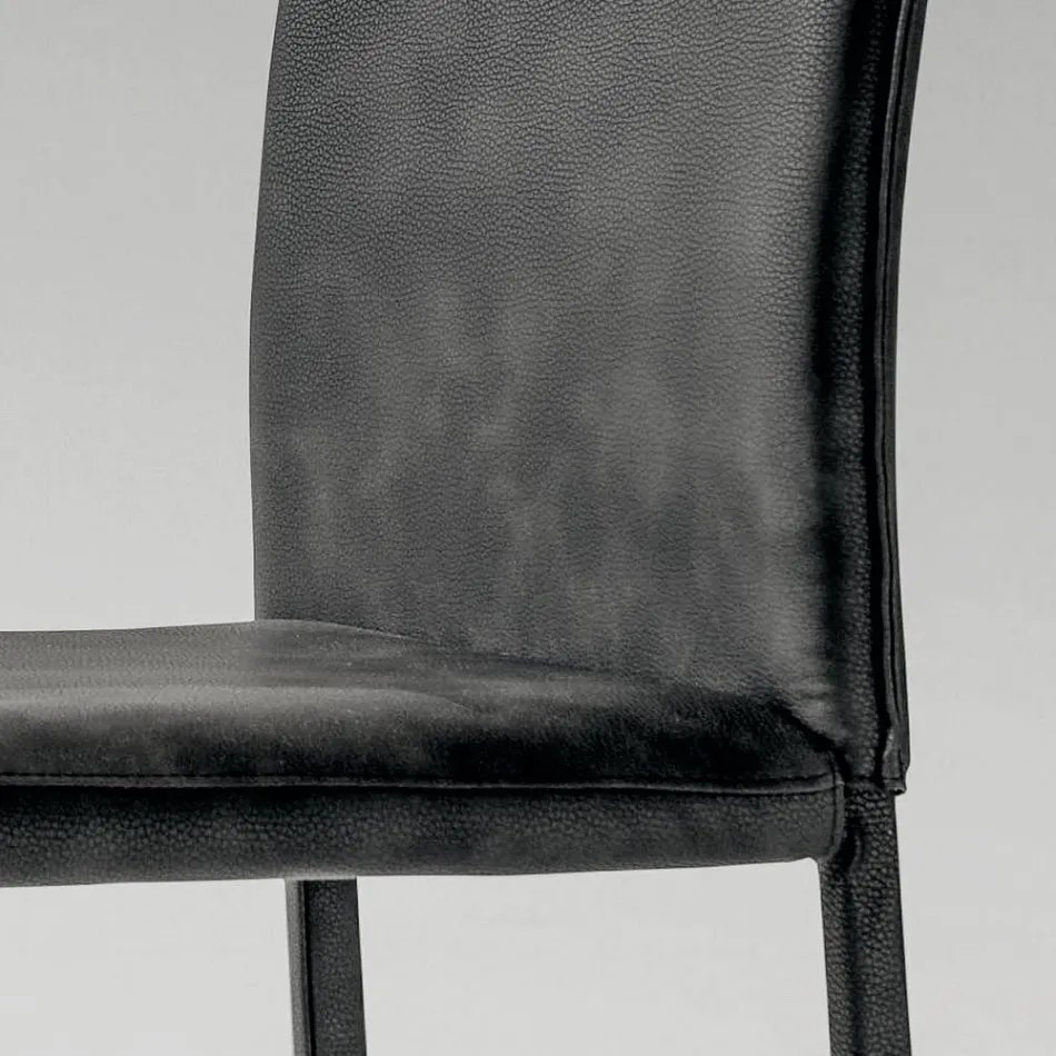 Sedia da Cucina Interamente Rivestita in Ecopelle Made in Italy, 2 Pezzi - Maria Viadurini