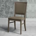 Sedia da Cucina Moderna in Legno e Ecopelle Design Made in Italy - Taver Viadurini
