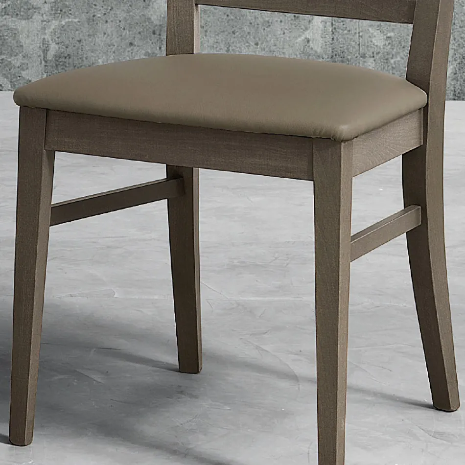 Sedia da Cucina Moderna in Legno e Ecopelle Design Made in Italy - Taver Viadurini