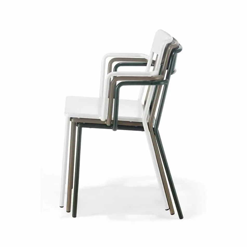 Sedia da Esterno Impilabile in Metallo Made in Italy, 4 Pezzi - Xylia Viadurini