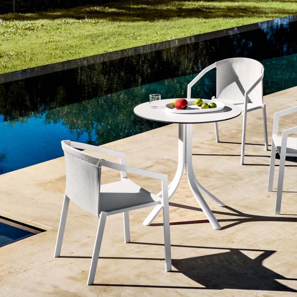 Sedia da Esterno in Alluminio con o Senza Cuscino, Alta Qualità, 4 pz - Filomena Viadurini