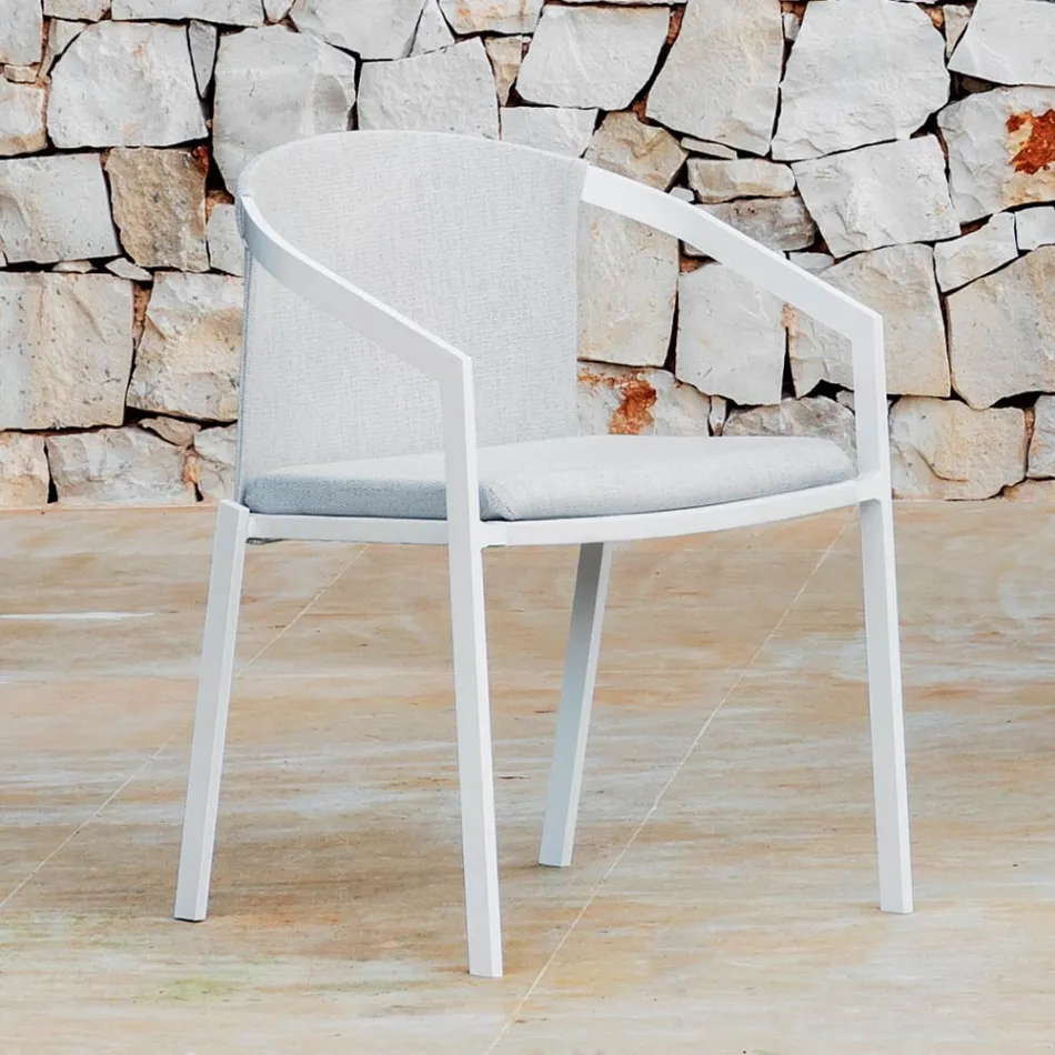 Sedia da Esterno in Alluminio con o Senza Cuscino, Alta Qualità, 4 pz - Filomena Viadurini