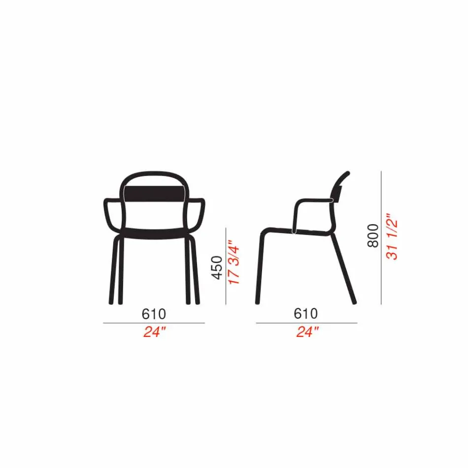 Sedia da Esterno in Alluminio Impilabile Made in Italy, 4 Pezzi - Ulyssa Viadurini