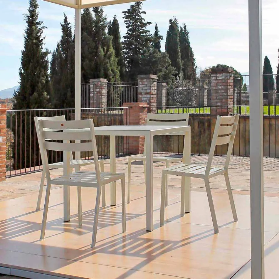 Sedia da Esterno in Ferro Verniciato Bianco Perla Made in Italy 4 Pezzi - Bernie Viadurini