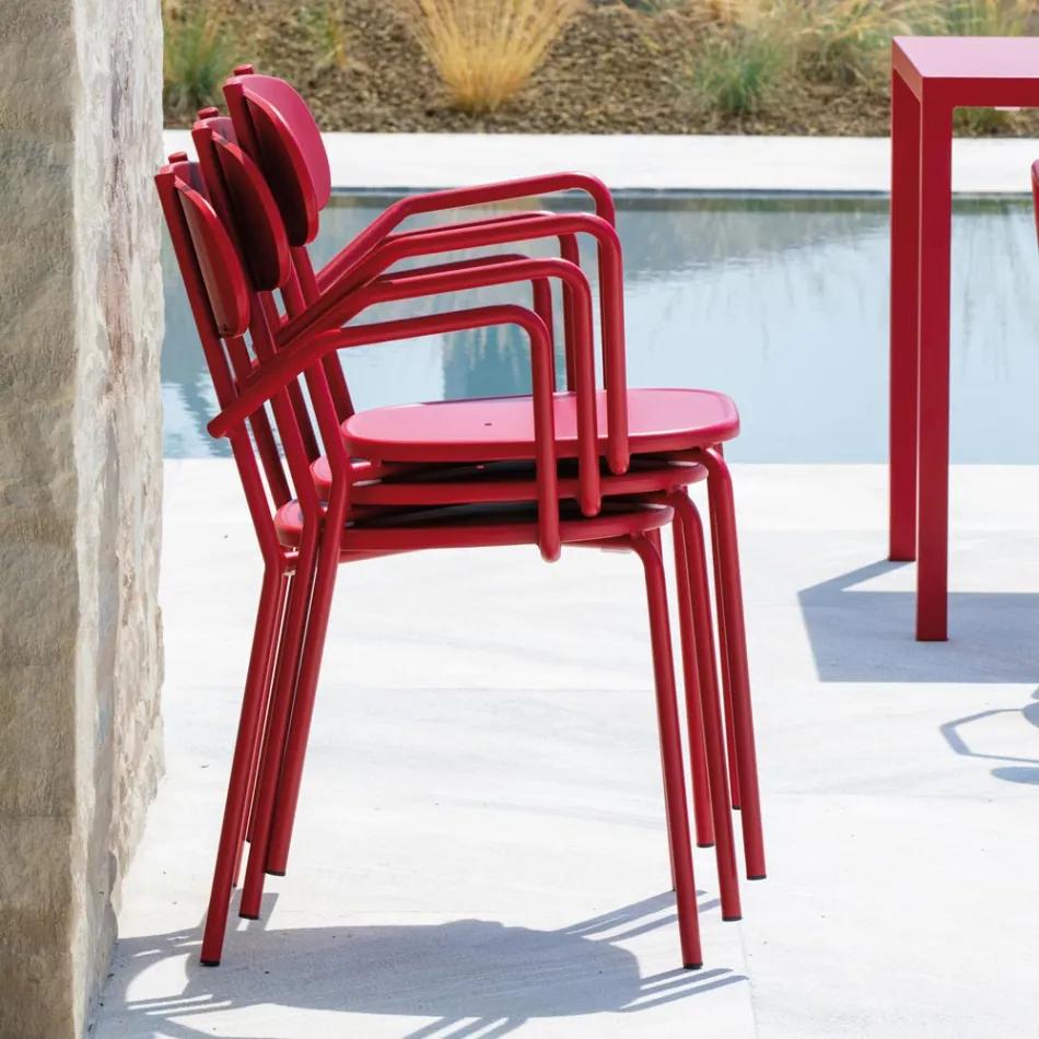 Sedia da Esterno in Metallo con Braccioli Made in Italy 4 Pezzi - Pixie Viadurini