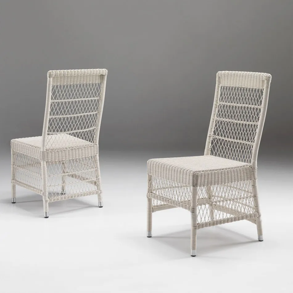 Sedia da Esterno in Polyrattan con Cuscino Opzionale - Gigi Viadurini
