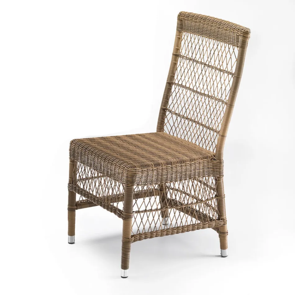 Sedia da Esterno in Polyrattan con Cuscino Opzionale - Gigi Viadurini