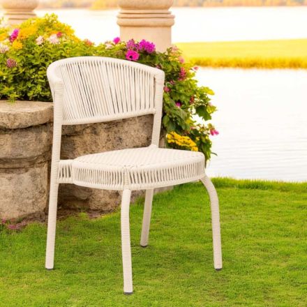 Sedia da Giardino in Alluminio e Intreccio in Corda - Algedi Viadurini