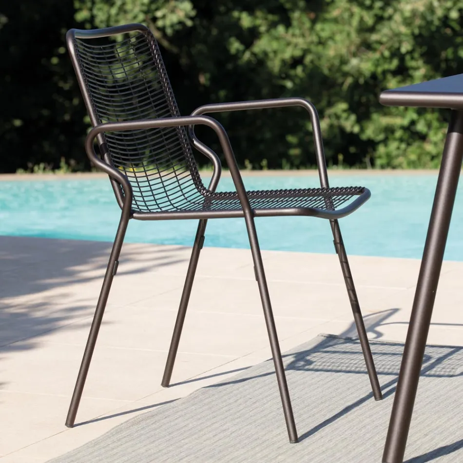Sedia da Giardino in Metallo con Braccioli Made in Italy 2 Pezzi - Vikas Viadurini