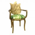 Sedia da pranzo imbottita oro di design moderno, made in Italy, Daniel