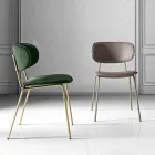 Sedia da Pranzo in Tessuto di 2 Diverse Finiture Made in Italy - Sanemi Viadurini