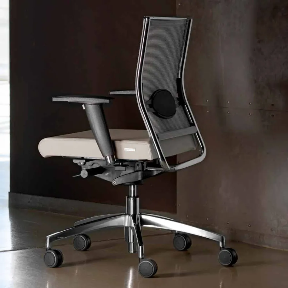 Sedia da Scrivania Ufficio Girevole Ergonomica con Ruote e Braccioli - Gimiglia Viadurini
