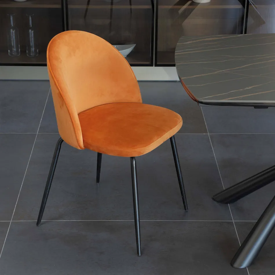 Sedia da Soggiorno con Seduta e Gambe in Diverse Finiture - Chandra Viadurini