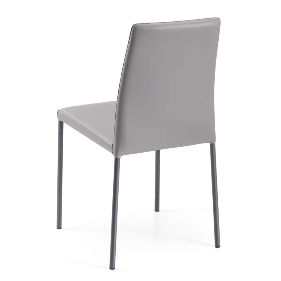 Sedia da Soggiorno in Ecopelle e Acciaio Made in Italy - Cucciolo Viadurini