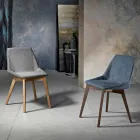 Sedia da soggiorno in tessuto e legno moderna made in Italy, Oriella Viadurini