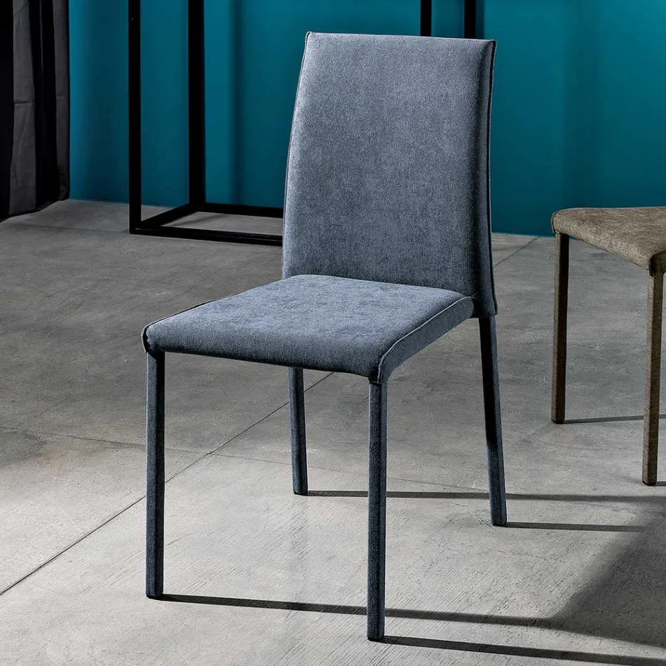 Sedia da Soggiorno Interamente Rivestita in Tessuto Made in Italy - Rosetta Viadurini