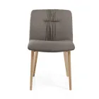 Sedia da Soggiorno Rivestita in Tessuto e Gambe in Frassino Design - Florinda Viadurini