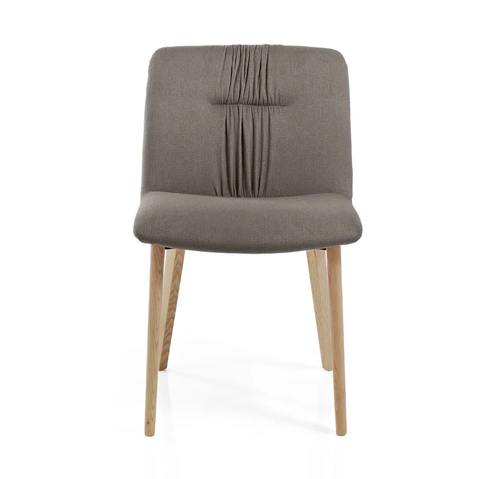 Sedia da Soggiorno Rivestita in Tessuto e Gambe in Frassino Design - Florinda Viadurini