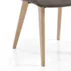 Sedia da Soggiorno Rivestita in Tessuto e Gambe in Frassino Design - Florinda Viadurini