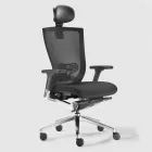 Sedia da Ufficio Ergonomica con Ruote in Tessuto ed Ecopelle – Takeshi Viadurini