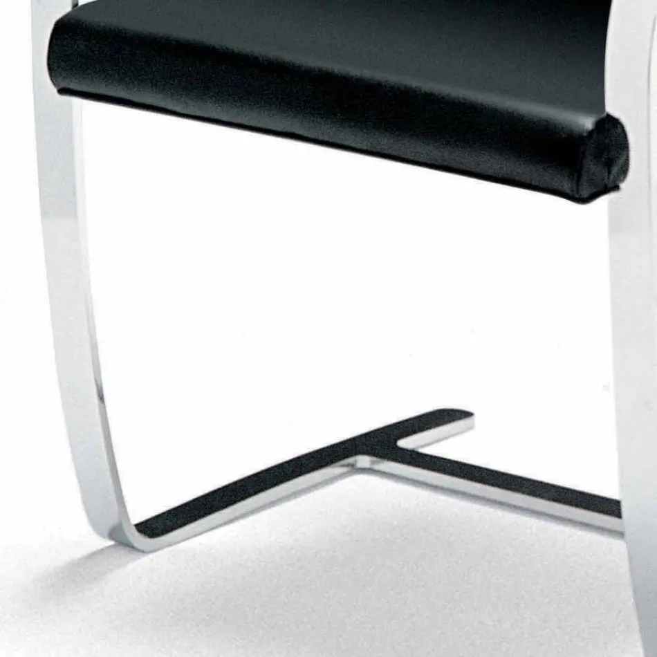 Sedia da Ufficio in Pelle con Struttura in Acciaio Cromo Made in Italy - Quarzo Viadurini