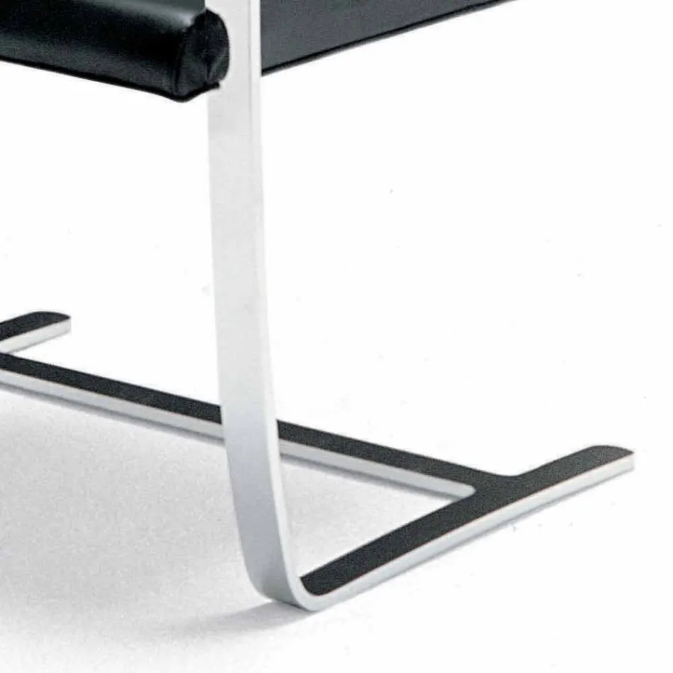 Sedia da Ufficio in Pelle con Struttura in Acciaio Cromo Made in Italy - Quarzo Viadurini