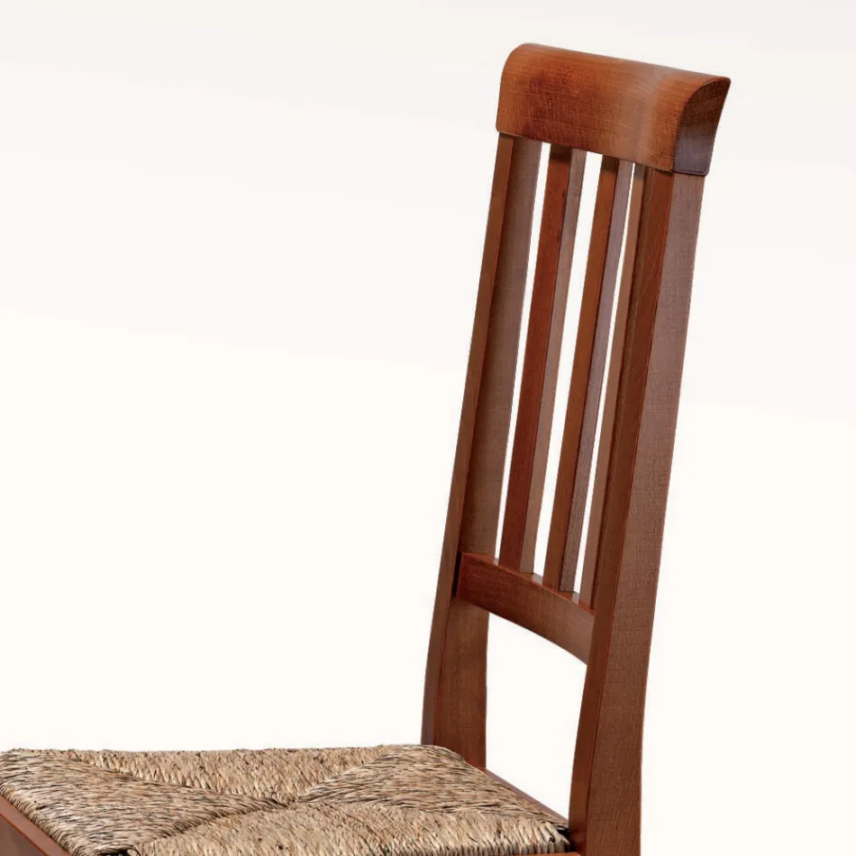 Sedia Design Classico in Legno e Seduta in Paglia Made in Italy - Dorina Viadurini