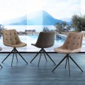 Sedia di design imbottita trapuntata in tessuto o eco nabuk Venezia
