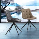 Sedia di design imbottita trapuntata in tessuto o eco nabuk Venezia Viadurini