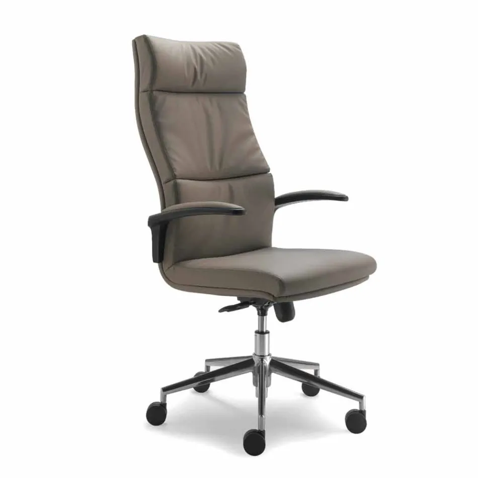 Sedia direzionale moderna in similpelle Edda, made in Italy Viadurini