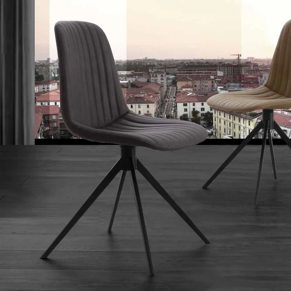 Sedia imbottita in eco nabuk e metallo, design moderno, Taranto Viadurini
