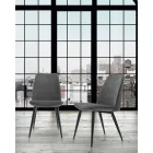 Sedia Imbottita per Sala da Pranzo con Base Acciaio Laccato – Granella Viadurini