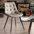 Sedia Imbottita per Sala da Pranzo in Ecopelle con Gambe Nere, 2 Pezzi - Edda