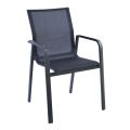 Sedia Impilabile con Braccioli in Alluminio e Textilene Bianco o Grigio - Greenstyle