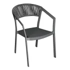 Sedia Impilabile con Seduta in Textilene e Schienale in Twist Wicker - Passione Viadurini