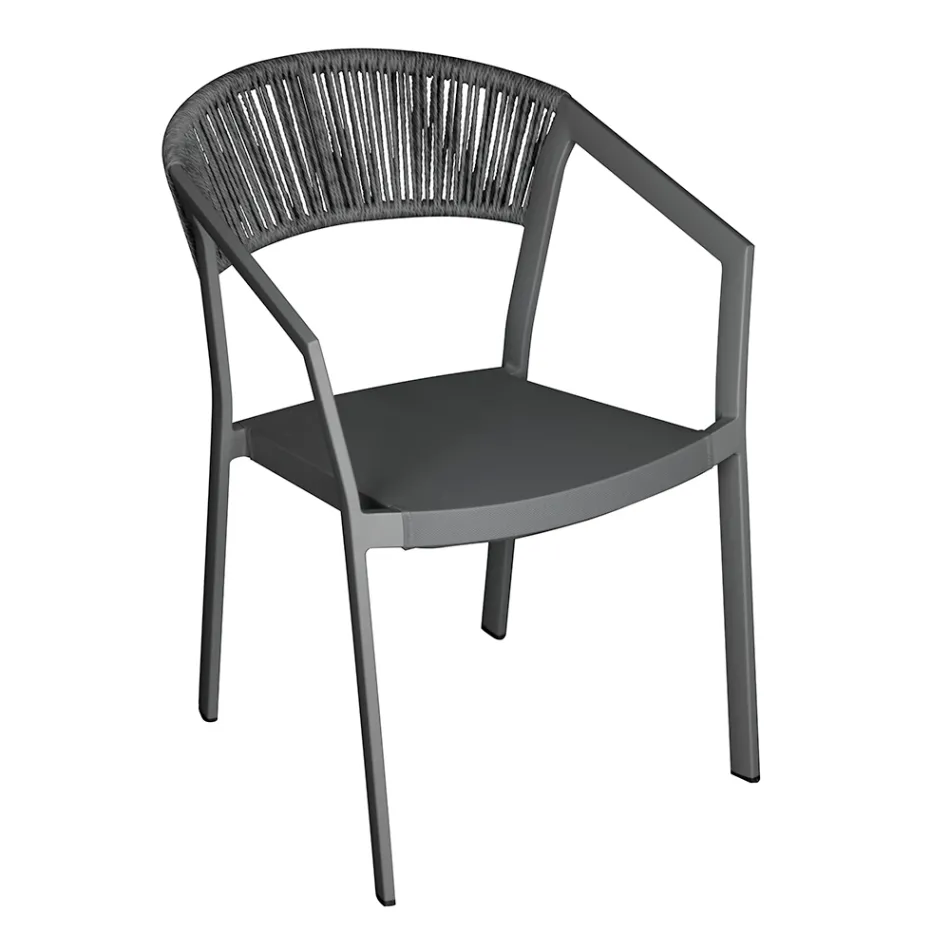 Sedia Impilabile con Seduta in Textilene e Schienale in Twist Wicker - Passione Viadurini