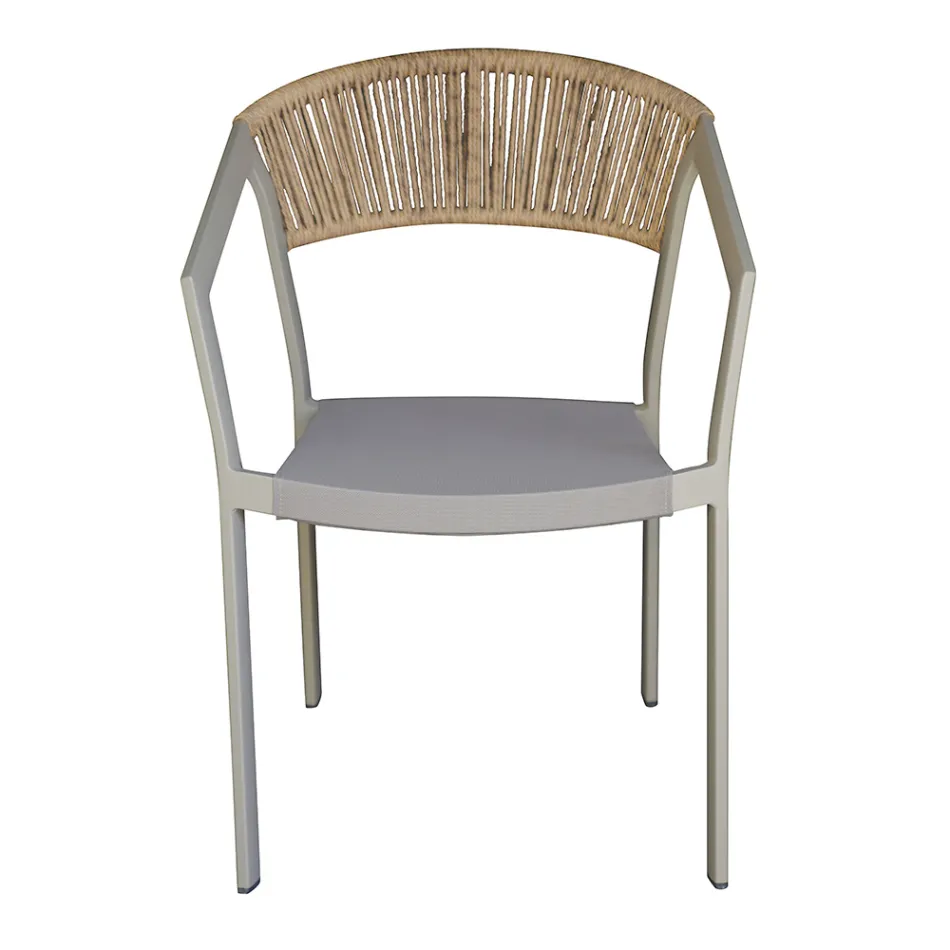 Sedia Impilabile con Seduta in Textilene e Schienale in Twist Wicker - Passione Viadurini