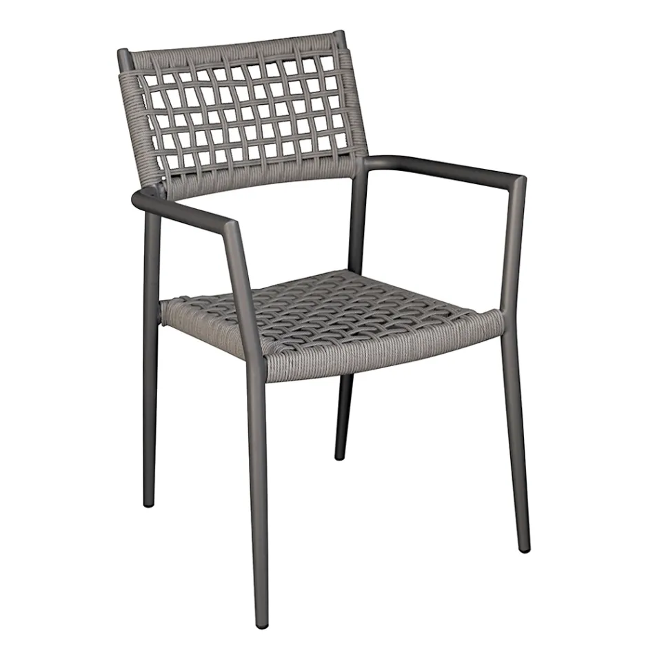 Sedia Impilabile da Esterno con Seduta e Schienale in Twist Wicker - Solefresco Viadurini